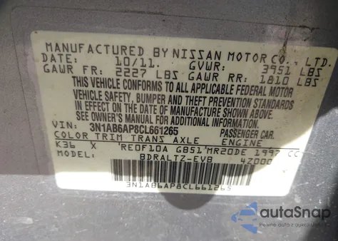 2012 Nissan Sentra 2.0 S z USA, uszkodzony, nr VIN 3N1AB6AP8CL661265